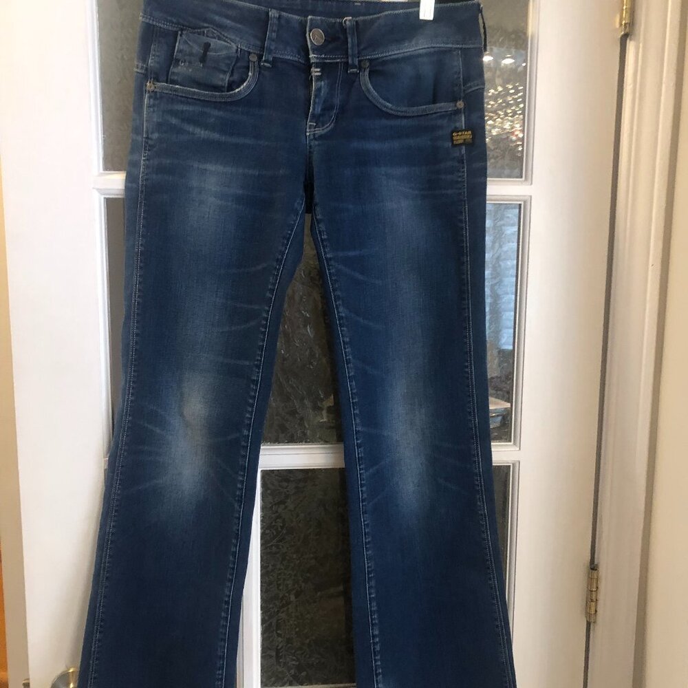 G-Star Raw 5204  Straight Leg 3D Aged Wash Blue Denim Jeans Sz 26